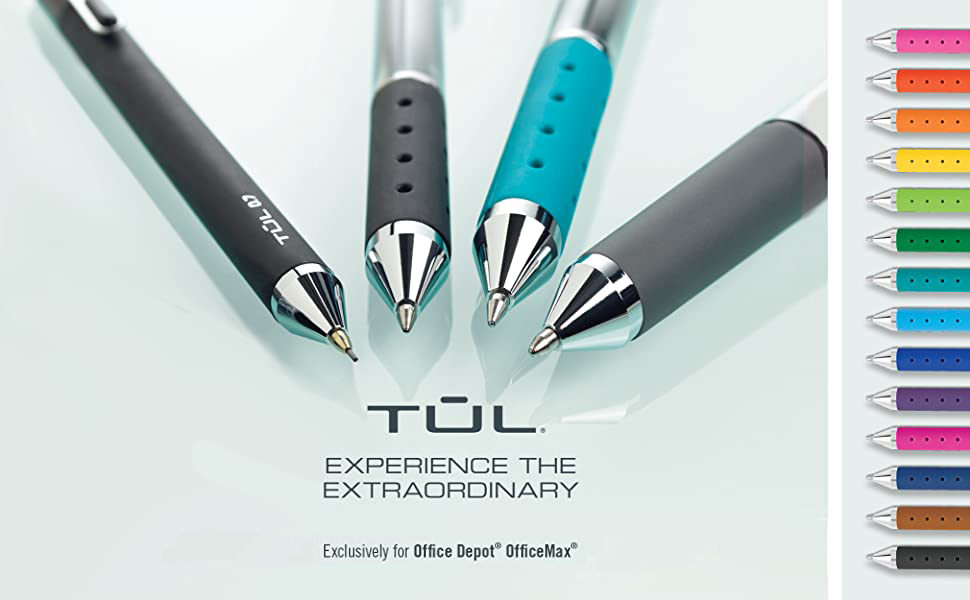 TUL Gel Pens, Retractable, Fine Point, 0.5 mm, Gray Barrel, Blue Ink, Pack Of 12