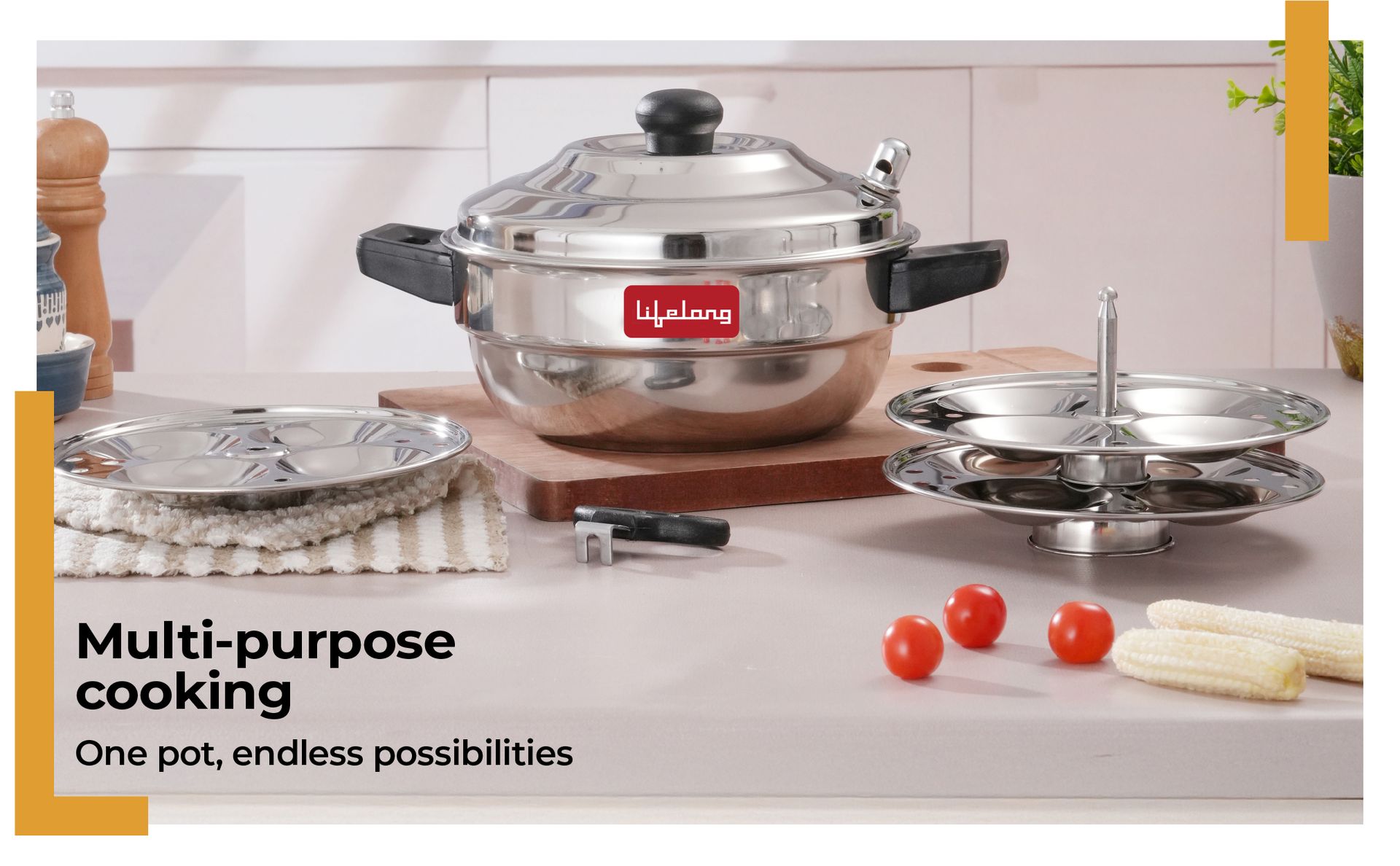 Lifelong Idli Cooker 3 Plate | 12 idlis | Stainless Steel Idli Cooker, Induction and Gas Stove Compatible Idli Maker (LLIDCKR03, Steel Silver)