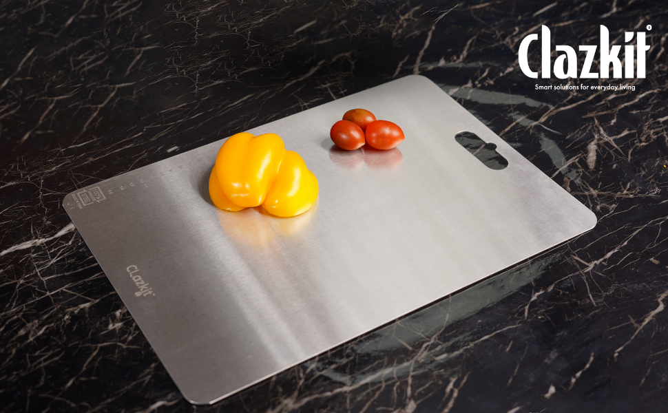 Clazkit Large Stainless Steel Chopping Cutting Board Vegetable,Fruit,Bread & Meat Durable Safe & Heavy Duty (360 x 250 x 1mm)