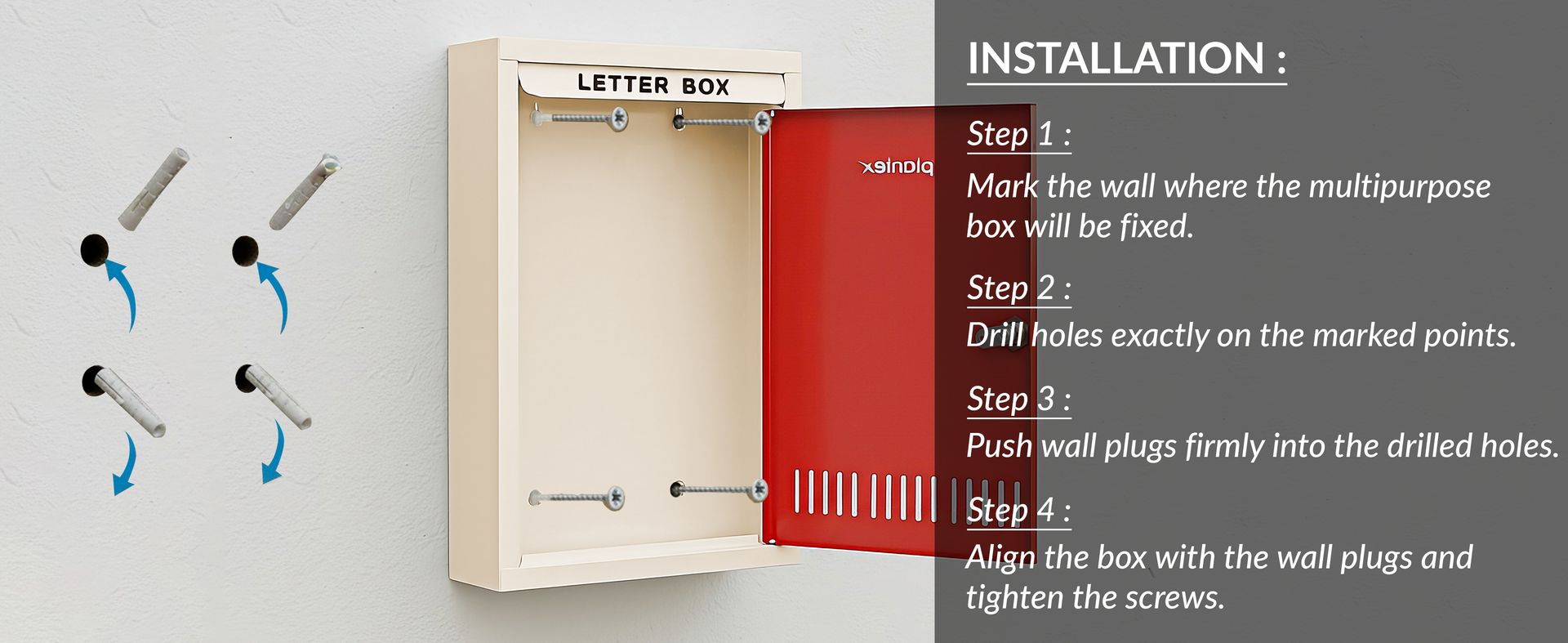 Plantex Letter Box for Home/GI Steel Mail Box/Suggestion Box for Office/Complaint Box for Hote/Post Box for Home Gate & with Secure Lock - (Red & Ivory) - Big Size Wall Mounted