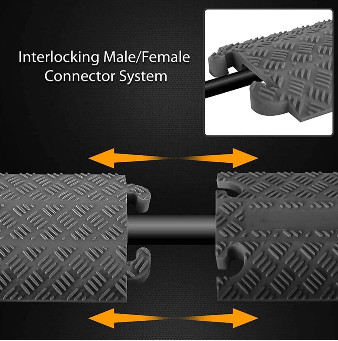 ABS INDUSTRY Heavy Duty Rubber Cable Protector Bump/Hump Speed Breaker Heavy Duty Hose Cable Track Protector Protective Cover Wires Concealer Floor Cord Cover Cord Protector Black (Small)