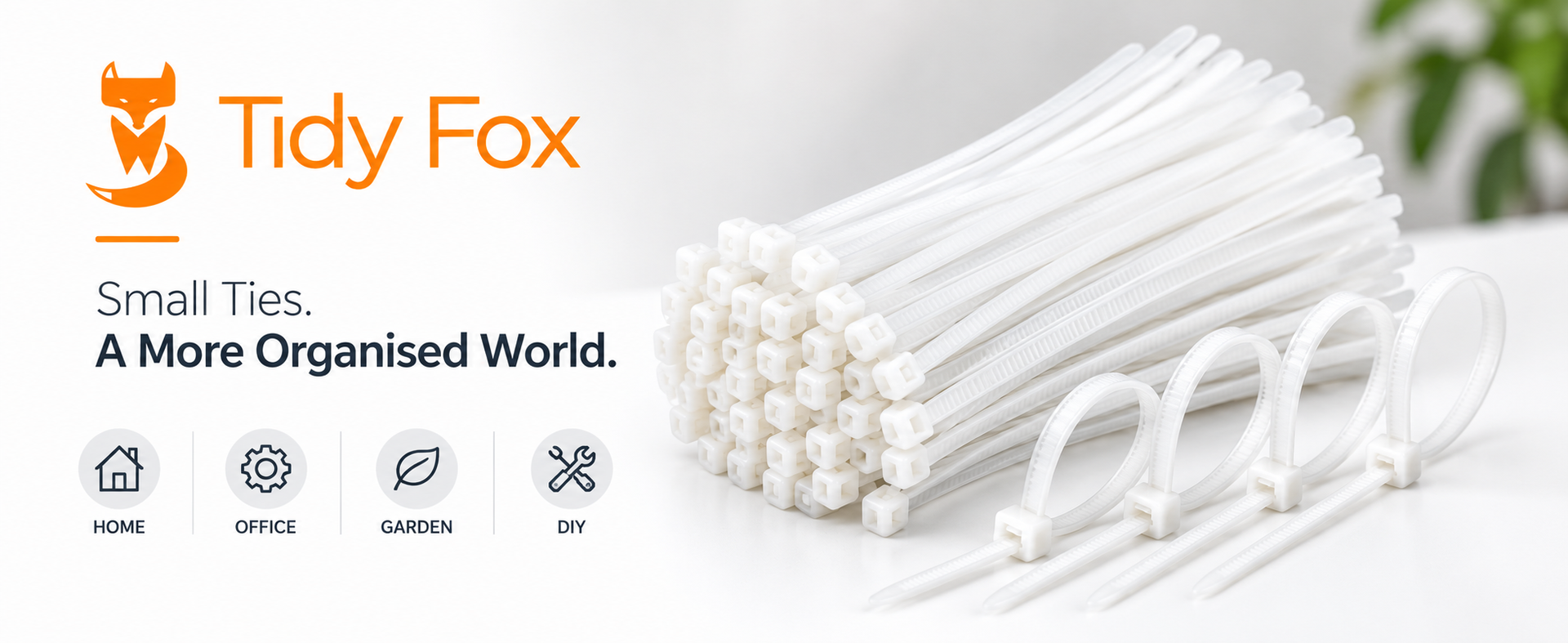 Tidy Fox Heavy Duty Nylon Cable Ties, Self Locking Zip Ties, 12 inch (300 mm) x 3.6 mm, Pack of 100, White, for Cable Management, Garden and Outdoor Use, Made in India