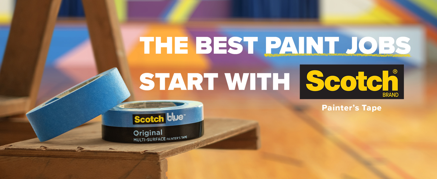 Scotch Painter's Tape Original Multi-Surface Painter's Tape, 1.41 Inches x 60 Yards, 8 Rolls, Blue, Tape Protects Surfaces and Removes Easily, Multi-Surface Painting Tape for Indoor and Outdoor Use
