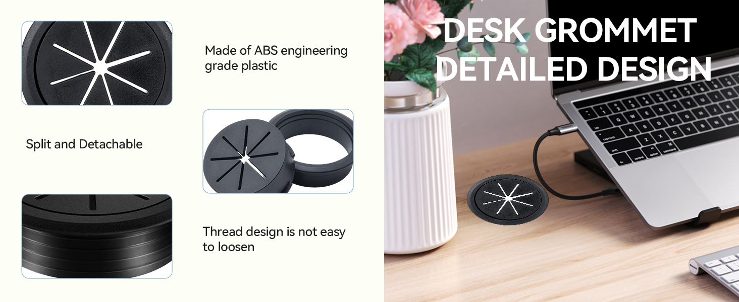 Serplex 6Pcs 2-Inch Circular Desk Cable Grommets, Table Hole Cover, White