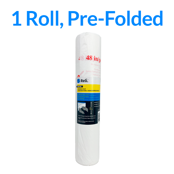 Reli. Masking Film 1 Roll | 180' x 48" | Pre-Folded Plastic