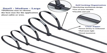 SCHOFIC Cable Zip Ties 200 mm (50 Pieces, Black)