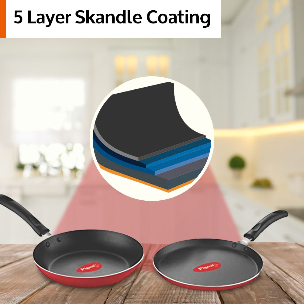 Pigeon Aluminium Non Stick Tawa-Fry Pan Gift Set (Red) - Duo Pack