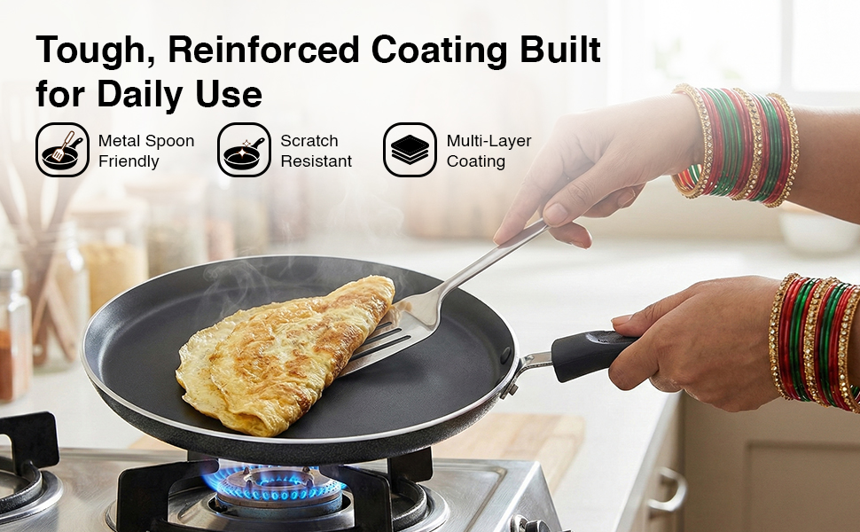 Prestige Non-Stick Dosa Tawa 27.5cm | OSP IB | Gas & Induction Compatible | PFOA Free | Metal Spoon Friendly | Sturdy Handle | 1Y Warranty | ISI Certified