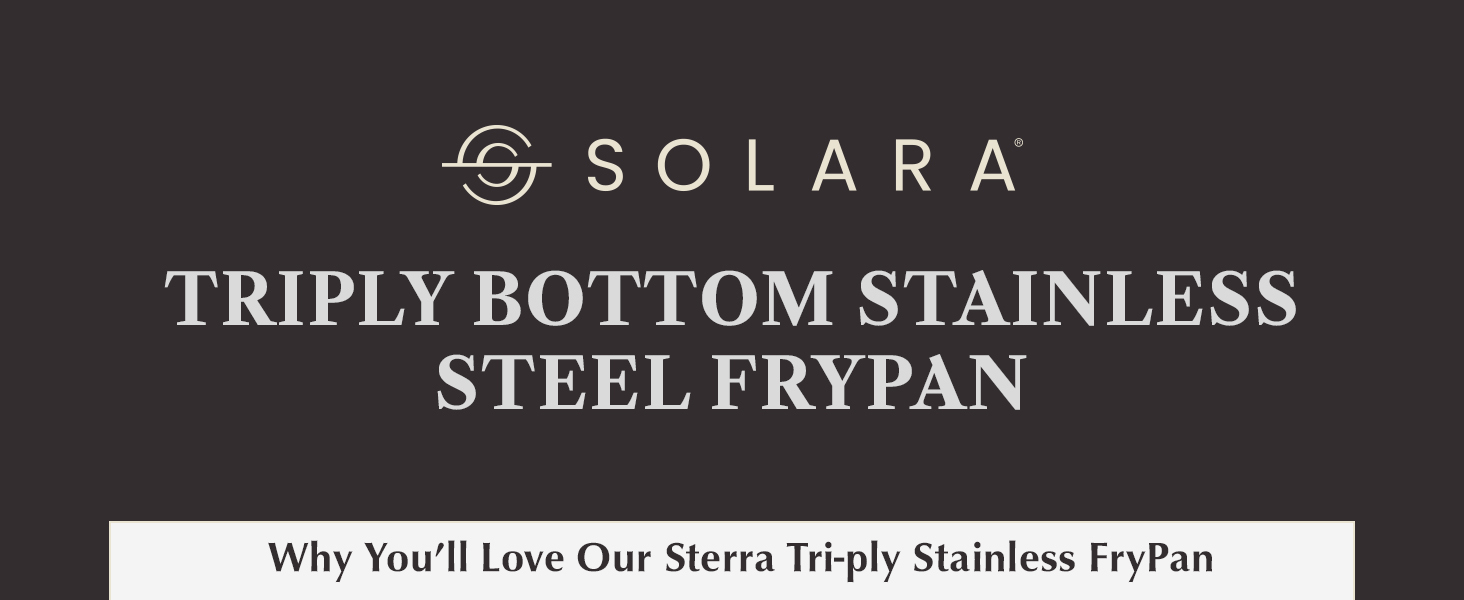 SOLARA Sterra Stainless Steel Frying Pan 22cm, 1.7L, Induction Base Friendly Fry Pan Steel Stainless, 3-Layer Triply Thick Bottom Steel Frypan, Cooking Pan, Toxin-Free Stainless Steel Pan
