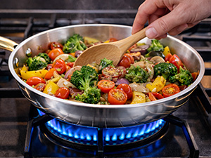 SOLARA MontClaire Premium Triply Stainless Steel Frying Pan with Golden Handle, 22cm(1.7L) Fry Pan – Induction Friendly, Pan for Cooking, 100% Toxin-Free and Chemical-Free Cookware