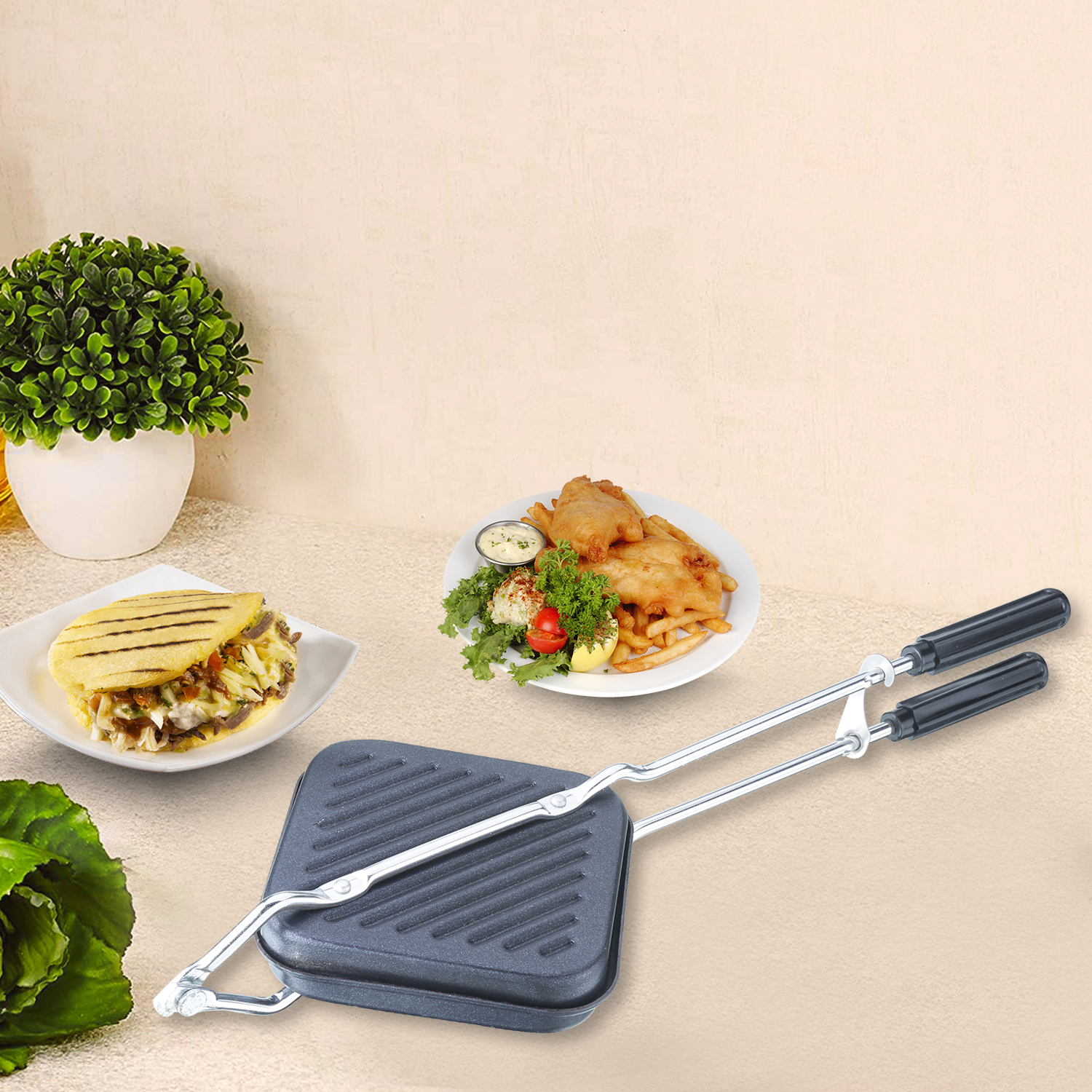 Anjali Non-Stick Grill Sandwich Toaster | Grill & Toast Sandwiches in Minutes | Double-Coated Non-Stick | Durable & Easy to Use | Black DGTS1