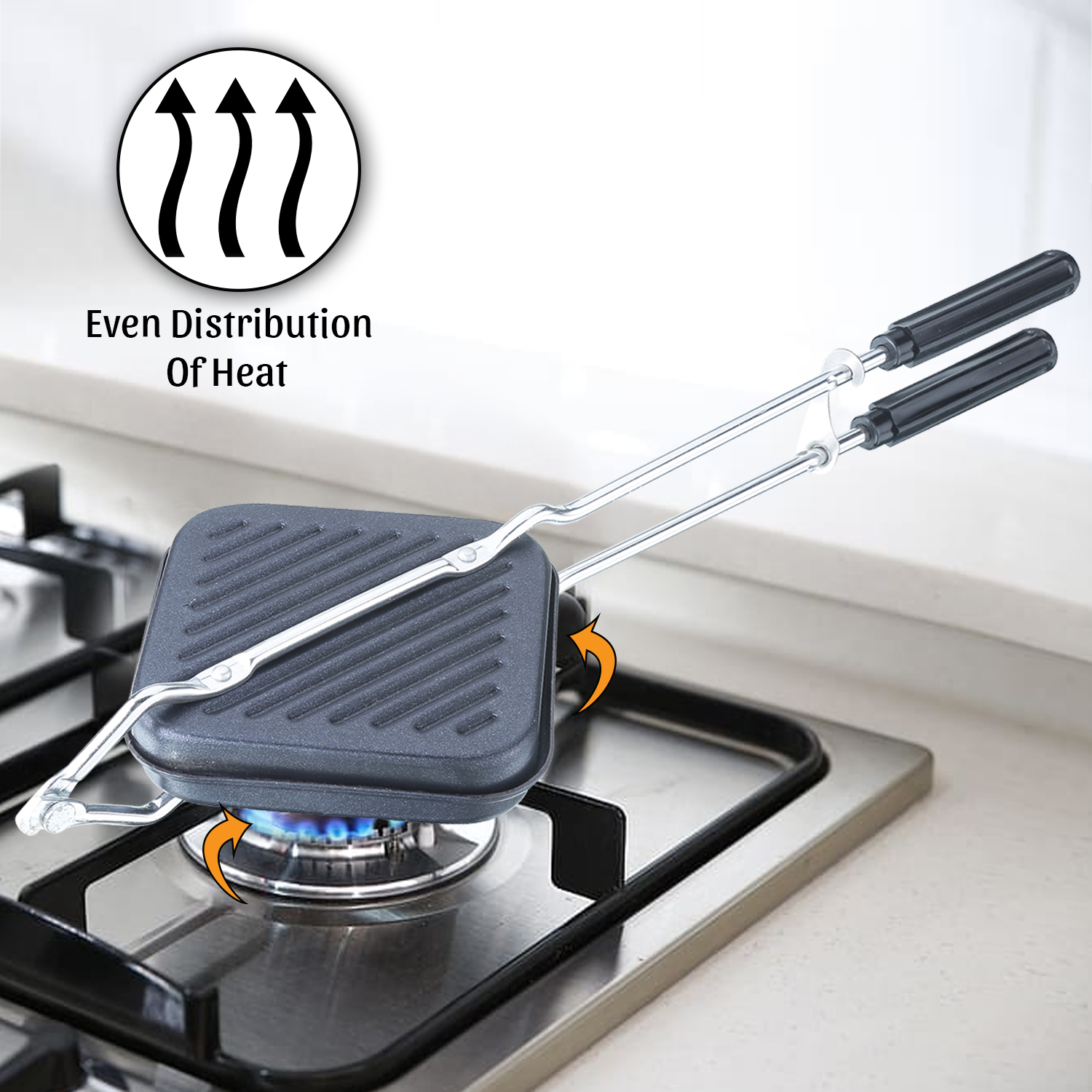 Anjali Non-Stick Grill Sandwich Toaster | Grill & Toast Sandwiches in Minutes | Double-Coated Non-Stick | Durable & Easy to Use | Black DGTS1
