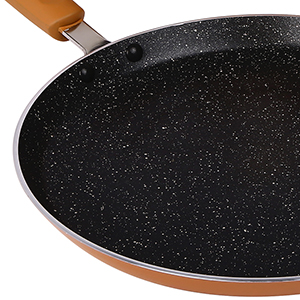 Prestige Omega Deluxe Non-Stick Cookware 3 Pc Set |PFOA Free 5-Layer Coating | Omni Tawa 25 cm | Fry Pan 24 cm | Kadai with Glass Lid 24 cm | Brown | Dishwasher Safe