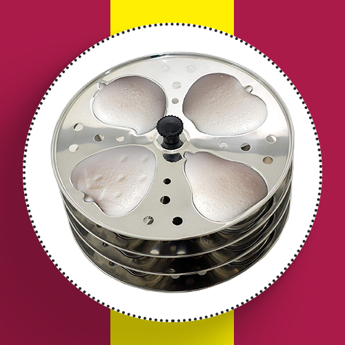 Anjali Kitchenware Stainless Steel 4 Layer Fruit Shaped Idli Plate and Stand (Silver)