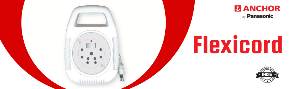 Anchor by Panasonic 6A 2 Pin Flex Box with Indicator & Handle | 8 Mtr Extension Flex Box for Home, Office (5219)