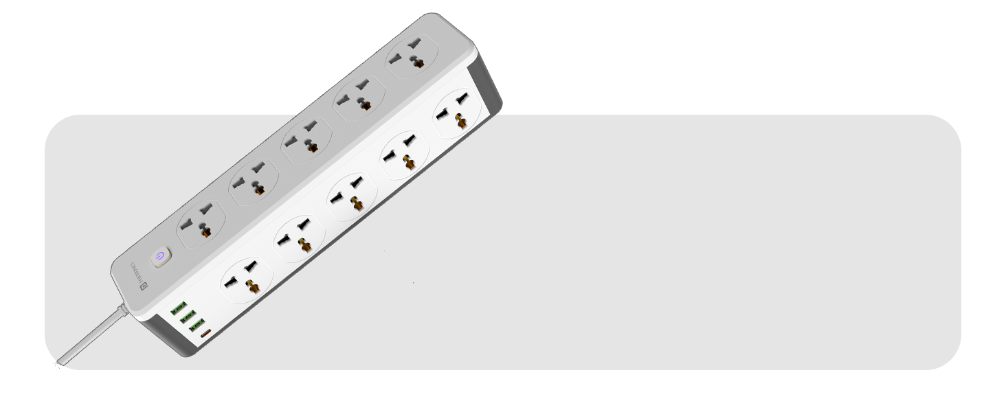 Portronics Power Plate 14 Extension Board with 10 Universal Sockets, 25W Type-C PD, 3 USB Charging Ports, 3 Meter Long Cord, 2500 Watts, 2.1 Amp USB Output, Multi Plug for Home Appliances (White)