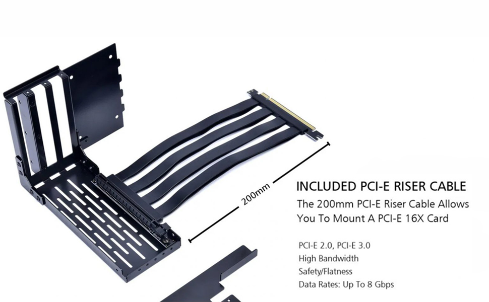 LIAN LI LANCOOL II-1X Premium PCI-E x16 3.0 Black Extender Riser Cable 200mm and Cover Bracket for LANCOOL II/LANCOOL 2/LANCOOL Two - LANII-1X