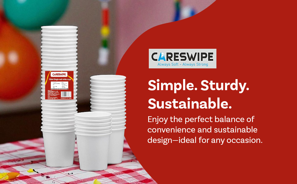 Paper Cups 50 Pcs, Disposable Cups, 150 ML Hot & Cold Beverage Tea, Cofee, Water Cups for Parties, Events, Offices, and Homes