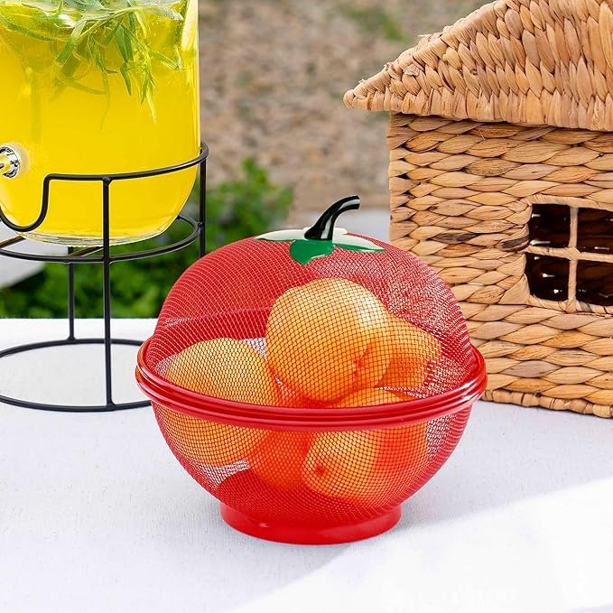 Durable Apple Shaped Fruit and Vegetable Basket with Mesh Cover for Kitchen, Multi-Purpose Stand with Protective Net Cover, Ideal for Storing Fresh Fruits & Vegetables