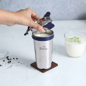 PDDFALCON EcoNxt Stainless Steel Tumbler/Glass Set with All-Steel Lid, Extra Clamp,Zero Plastic Contact,100% Leakproof BIS Certified, Jindal Seal & Made in India Ideal for Office, Gym, Travel (300ml)