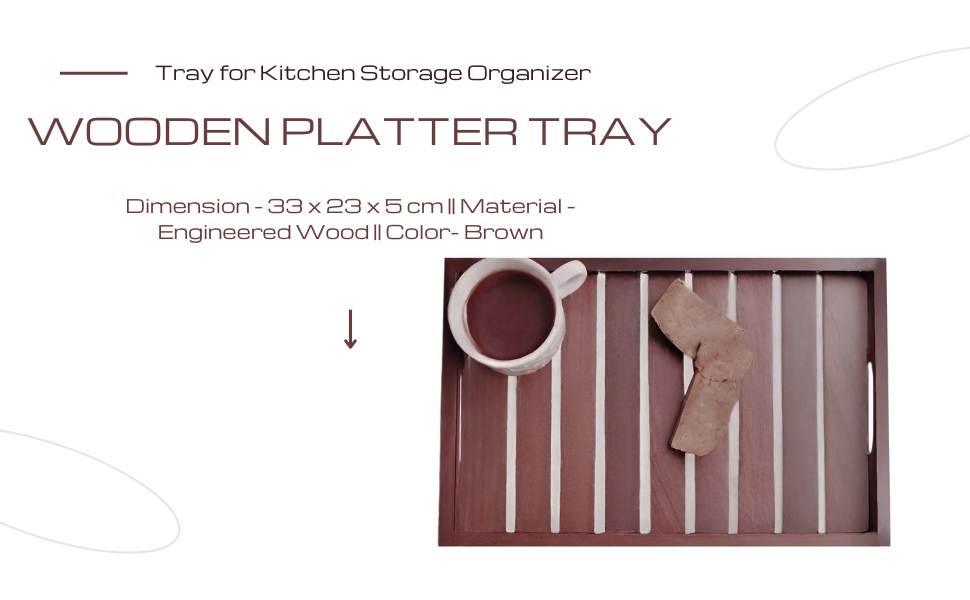 Dime Store Wooden Handmade Serving Tray with Handle Multipurpose Tray | Platters for Serving, Home and Kitchen (Modern)