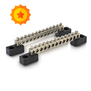 GLOBOMOTIVE 12 Ways Neutral Link Grounding Bar for Cable Looping and Earthing with Bakelite Base, 12 Screw Terminal Brass Made Grounding Strip, Pack of 2
