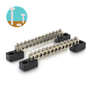 GLOBOMOTIVE 12 Ways Neutral Link Grounding Bar for Cable Looping and Earthing with Bakelite Base, 12 Screw Terminal Brass Made Grounding Strip, Pack of 2