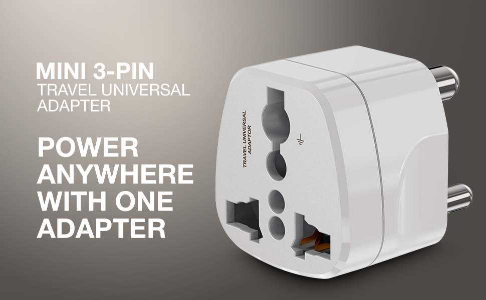 GM Modular 3005 Travel Adapter with Universal Multi-Pin Socket, 6A Adapter for Home Office and Travel Use, Shockproof Polycarbonate Body