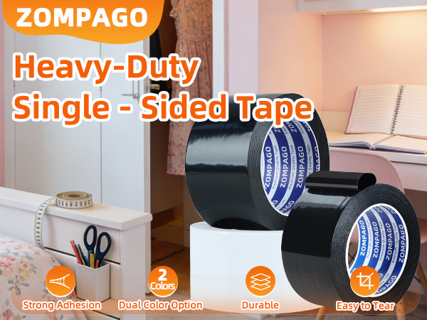 ZOMPAGO Heavy Duty Waterproof Duct Tape Repair Works Black,3.2in x 66FT