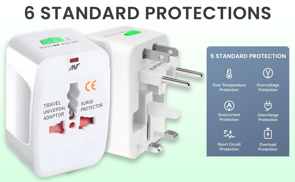 Ant Amigo International Travel Adapter, Worldwide All in One Universal Power Wall Charger AC Power Plug Adapter for USA EU UK AUS Cell Phone Laptop Tablets_ White