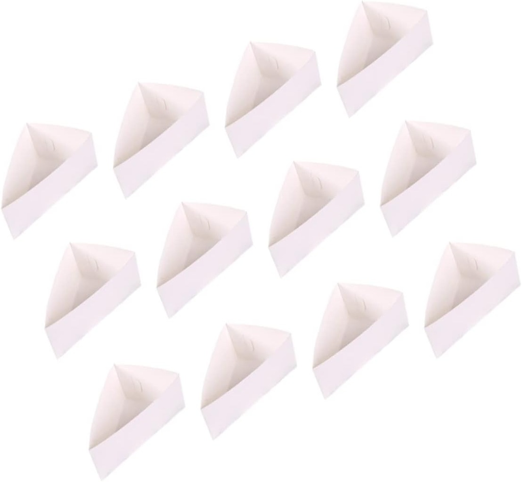 20pcs Triangular Cake Wrapping Boxes Recyclable Cupcake Holder Simple Bakery Wrapping Box