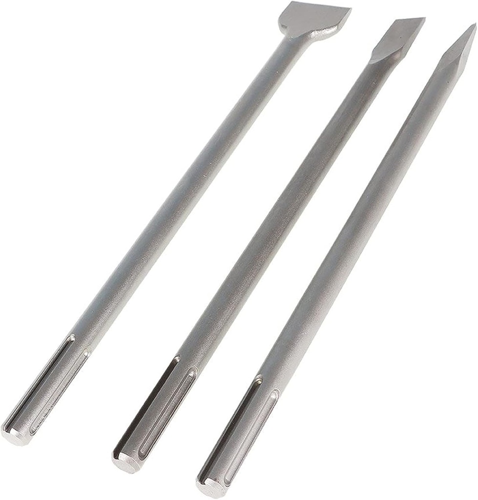 ALL-CARB 16-Inch Chisel Set, 3-Piece Heavy Duty Rotary Hammer Chisel Bit Set, Flat, Point, Scaling Chisels
