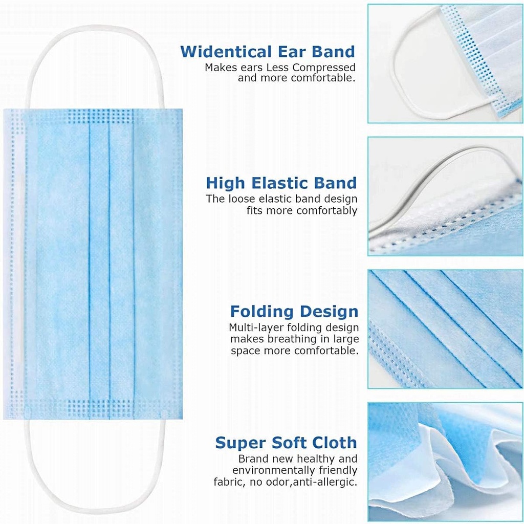 100 Pack Medical Disposable Face Masks for Protection, 3 Layers Safety Face Masks For Adults Daily Use