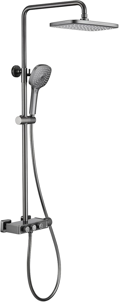 Grey Button Shower Mixer Set with Shower Head Multifunctional Hand Shower Bath Filler,