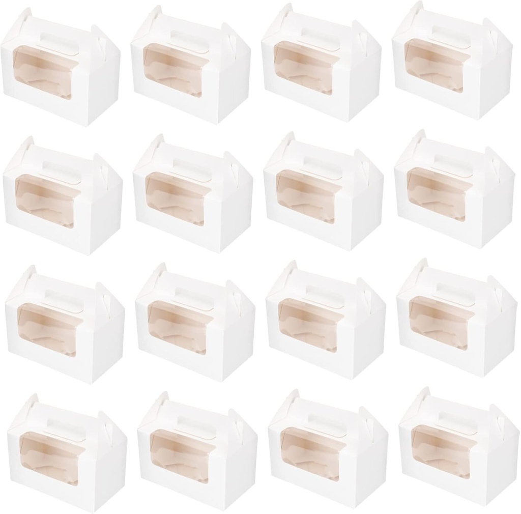16pcs Multi-function Cupcake Box Window Muffin Cake Packaging Egg Tart Boxes Paper Containers Baking Party Supplies