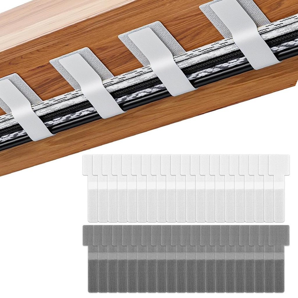 Serplex® 40Pcs Hook and Loop Cable Ties, Autoadesivo Hook and Loop Cable