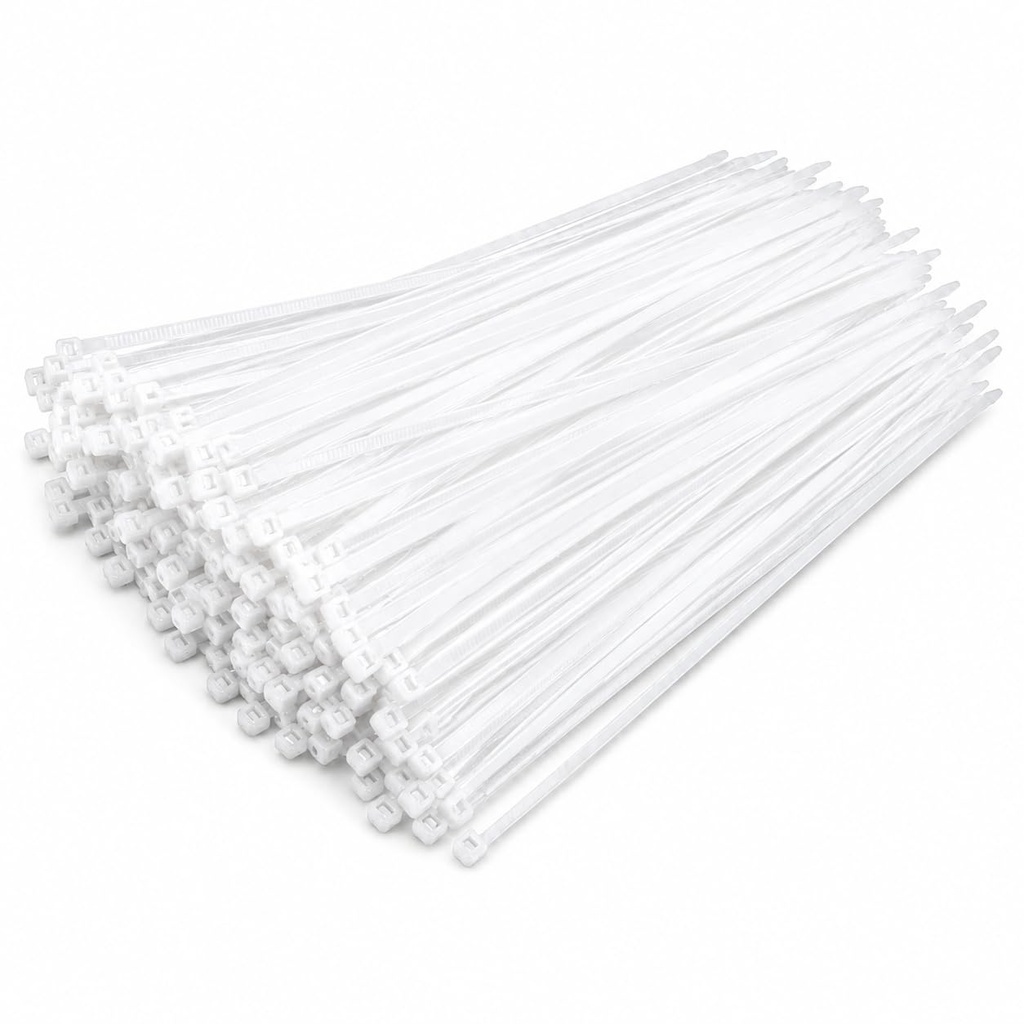 DM TAPES Gravatas de nylon Branco (300 mm x 4,8 mm,12 polegadas, pacote de 100)