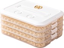 LOEZ 4-Layer Food Storage Container, Stackable Snack Container with Lid, Dumpling Box, Gyoza Container, Cookie Storage Containers, Good Sealing, Time Recoder (White)