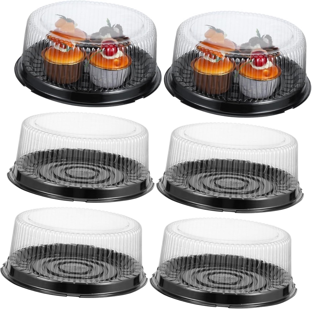 Ciieeo 10-Piece PET Cake Containers with Lids Heavy-Duty Plastic Cake Carrier for Baking Storage and Display