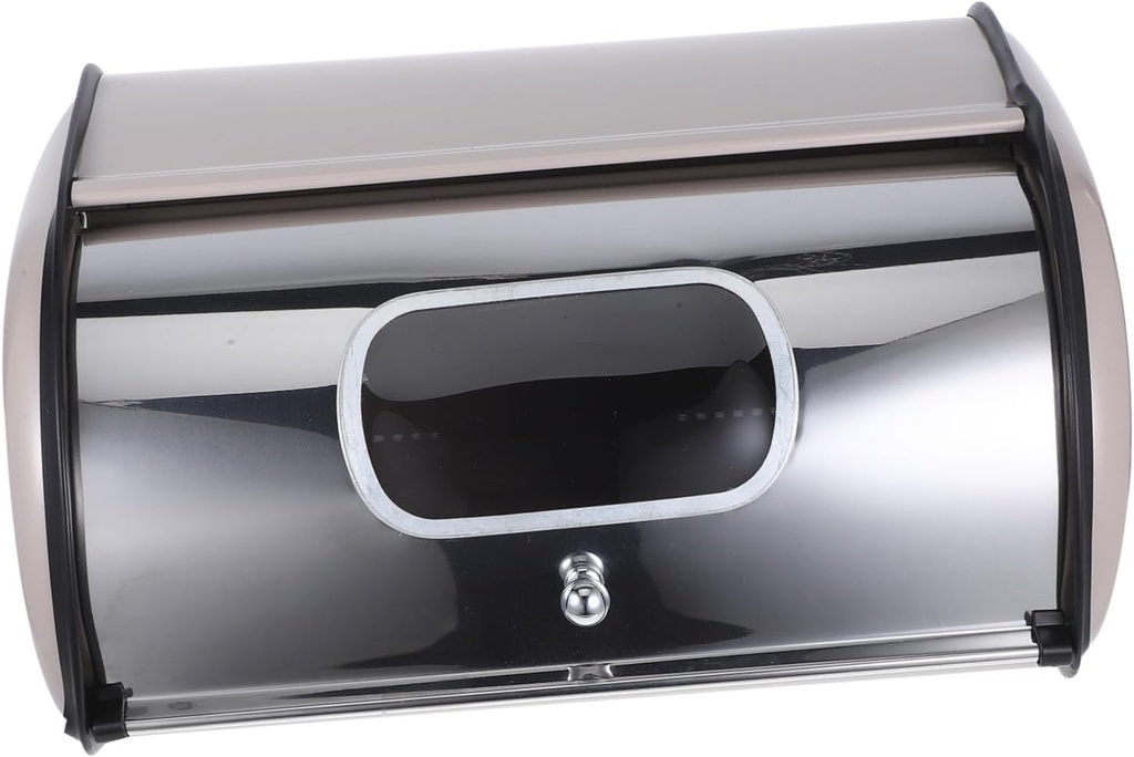 Modern Stainless Steel Bread Storage Box Bread Container Window Kitchen Counter Holder