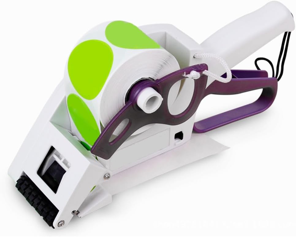 Generic Manual Label Applicator, Portable Handheld Barcode Sticker Gun, Flat Round Bottle Labeling Machine, for 1” 3” Label Roll Core, 11.2*4.4*3.7in