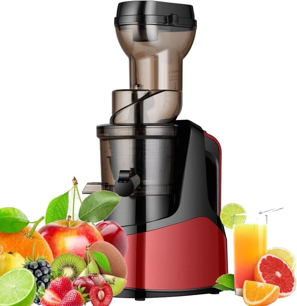 Slow Juicer Machine,Full-Automatic Large-Diameter Juice Separation Juicer, 1000ml Cold Press Juicer for Whole Fruit with Reverse Function-Perfect for Home Kitchen,Red