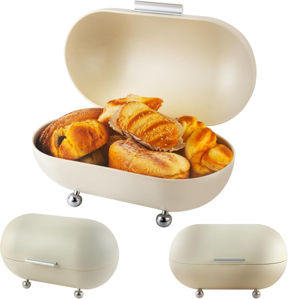 Bread Box High Capacity Bread Storage Container Desktop Metal Bread Box Bin Multi-Purpose Storage Box Organizer for Countertop Pastry Entryway Kitchen Pantry, Bread Box