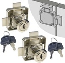 Cabinet Double Door Lock Cabinet Drawer Lock Safety Lock [Keyed Alike] Double Latch Door Lock [Mounted on Right Side Door]. for (3/5"-/15mm -7/8"-/22mm) Door Panels (2 Pack)