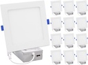 Maxxima 6 in. Slim LED Downlight - Canless Square 5 CCT Ultra-Thin Recessed, 1000 Lumens, Color Selectable 2700K-5000K (2700K/3000K/3500K/4000K/5000K), Dimmable IC Rated, J-Box Included - 12 Pack