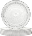 Dessert Plates - 6 Inch/15cm Handblown Glass Plates Set of 6 - Small Decorative Salad and Dessert Plates, Clear Glass Dinner Plates for Appetizers, Salads, and Small Meals