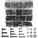 340 Pcs Grade 8.8 Alloy Steel Hex Head Screws Includes Flat & Lock Washers M6/M8/M10 Nuts and Bolts Assortment Kit for Door Handle, Locks and Other Home Repairs (K13 Short Sets-Black)