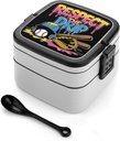 Baseball Respect Drip Home Plate Drip Game Day Double Layer Bento Box Lunch Box with Spoon Leakproof One-piece Stackable for Work Travel