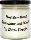 Gag Word Processor Scent Candle, I May Be a Word Processor, but I Can't Fix, Present for Coworkers, Fancy Gifts from Friends, Funny Word Processor Scented Candle Gift Ideas, Unique Word Processor