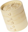 Natural Steamer Basket Double Food Steamer with Lid Large for Dumplings Buns and Vegetables Smooth Edges Cooking Supplies Compatible with Woks and Pans